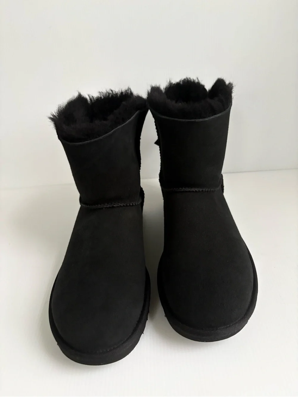 UGG Mini Bailey Bow II Suede Boots  Size 8 - Black NWOT
